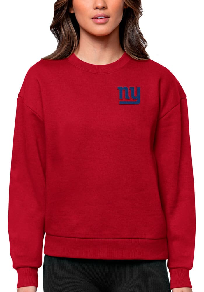 Antigua New York Giants Women's Red Victory Crew Sweatshirt, Red, 65% Cotton / 35% POLYESTER, Size 2XL, Rally House