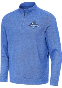 Antigua Los Angeles Dodgers Mens Blue 2024 World Series Champions Subtle Long Sleeve Qtr Zip Pullo..