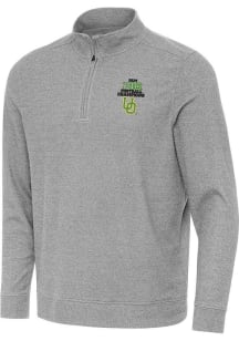 Mens Oregon Ducks Grey Antigua 2024 Big Ten Football Champions Subtle Qtr Zip Pullover