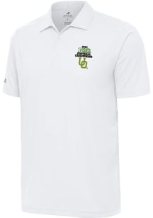 Mens Oregon Ducks White Antigua 2024 Big Ten Football Champions Tribute Short Sleeve Polo Shirt