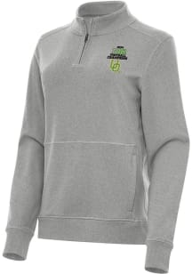 Womens Oregon Ducks Grey Antigua 2024 Big Ten Football Champions Crush Qtr Zip