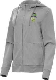 Womens Oregon Ducks Grey Antigua 2024 Big Ten Football Champions Seeker Light Weight Jacket