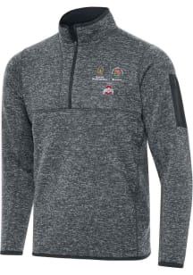 Mens Ohio State Buckeyes Grey Antigua 2024 CFP Quarterfinal Rose Bowl Fortune Qtr Zip Fashion Pu..