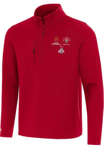 Mens Ohio State Buckeyes Red Antigua 2024 CFP Quarterfinal Rose Bowl Insider Qtr Zip Pullover