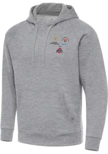 Mens Ohio State Buckeyes Grey Antigua 2024 CFP Quarterfinal Rose Bowl Victory Hooded Sweatshirt