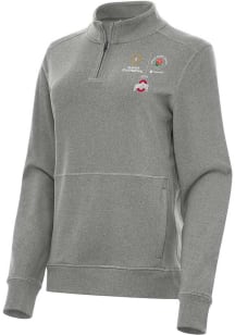 Womens Ohio State Buckeyes Black Antigua 2024 CFP Quarterfinal Rose Bowl Crush Qtr Zip