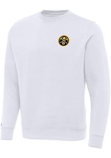 Antigua Denver Nuggets Mens White Victory Long Sleeve Crew Sweatshirt