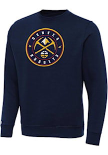 Antigua Denver Nuggets Mens Navy Blue Full Front Victory Long Sleeve Crew Sweatshirt