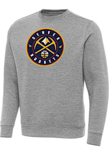 Antigua Denver Nuggets Mens Grey Full Front Victory Long Sleeve Crew Sweatshirt