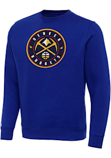 Antigua Denver Nuggets Mens Blue Full Front Victory Long Sleeve Crew Sweatshirt