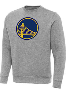 Antigua Golden State Warriors Mens Grey Full Front Victory Long Sleeve Crew Sweatshirt