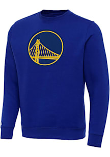 Antigua Golden State Warriors Mens Blue Full Front Victory Long Sleeve Crew Sweatshirt