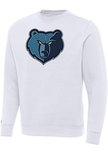 Antigua Memphis Grizzlies Mens White Full Front Victory Long Sleeve Crew Sweatshirt