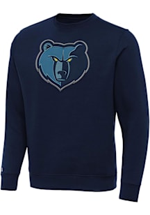 Antigua Memphis Grizzlies Mens Navy Blue Full Front Victory Long Sleeve Crew Sweatshirt