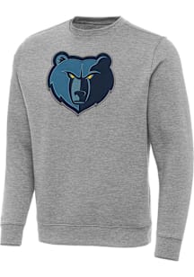 Antigua Memphis Grizzlies Mens Grey Full Front Victory Long Sleeve Crew Sweatshirt