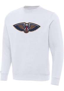 Antigua New Orleans Pelicans Mens White Full Front Victory Long Sleeve Crew Sweatshirt