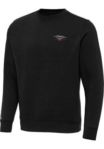Antigua New Orleans Pelicans Mens Black Victory Long Sleeve Crew Sweatshirt