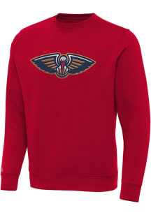 Antigua New Orleans Pelicans Mens Red Full Front Victory Long Sleeve Crew Sweatshirt