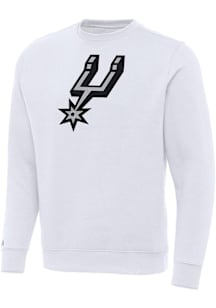Antigua San Antonio Spurs Mens White Full Front Victory Long Sleeve Crew Sweatshirt