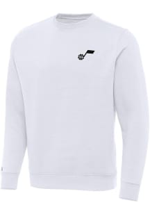 Antigua Utah Jazz Mens White Victory Long Sleeve Crew Sweatshirt