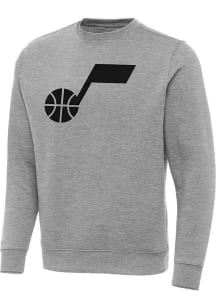 Antigua Utah Jazz Mens Grey Full Front Victory Long Sleeve Crew Sweatshirt