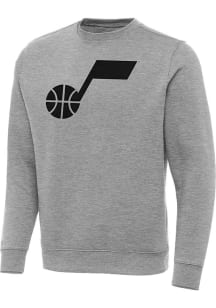 Antigua Utah Jazz Mens Grey Full Front Victory Big and Tall Crew Sweatshirt