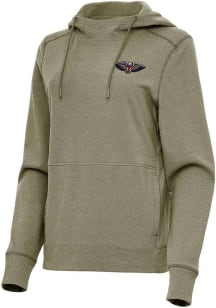 Antigua New Orleans Pelicans Womens Olive Justice Hooded Sweatshirt