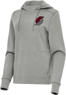 Antigua Portland Trail Blazers Womens Grey Justice Hooded Sweatshirt
