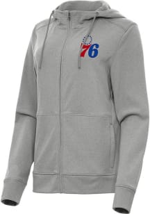 Antigua Philadelphia 76ers Womens Grey Seeker Light Weight Jacket