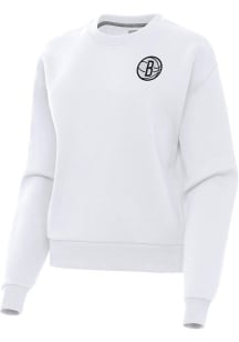 Antigua Brooklyn Nets Womens White Victory Crew Sweatshirt