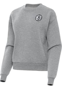 Antigua Brooklyn Nets Womens Grey Victory Crew Sweatshirt