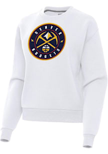 Antigua Denver Nuggets Womens White Full Front Victory Crew Sweatshirt
