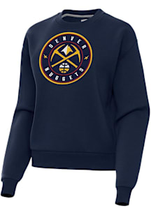 Antigua Denver Nuggets Womens Navy Blue Full Front Victory Crew Sweatshirt