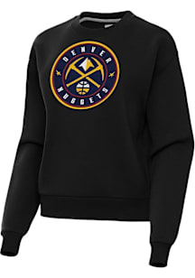 Antigua Denver Nuggets Womens Black Full Front Victory Crew Sweatshirt