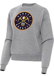 Antigua Denver Nuggets Womens Grey Full Front Victory Crew Sweatshirt