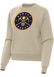 Antigua Denver Nuggets Womens Khaki Full Front Victory Crew Sweatshirt