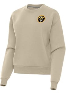 Antigua Denver Nuggets Womens Khaki Victory Crew Sweatshirt
