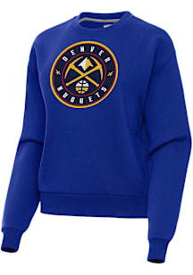 Antigua Denver Nuggets Womens Blue Full Front Victory Crew Sweatshirt