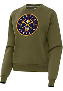 Antigua Denver Nuggets Womens Olive Full Front Victory Crew Sweatshirt