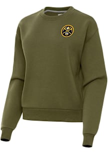 Antigua Denver Nuggets Womens Olive Victory Crew Sweatshirt