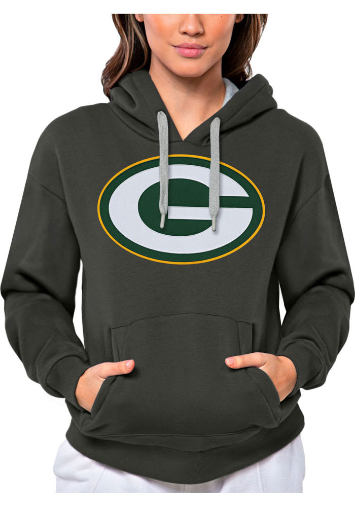 Antigua Green Bay Packers Womens Charcoal Victory Long Sleeve Pullover