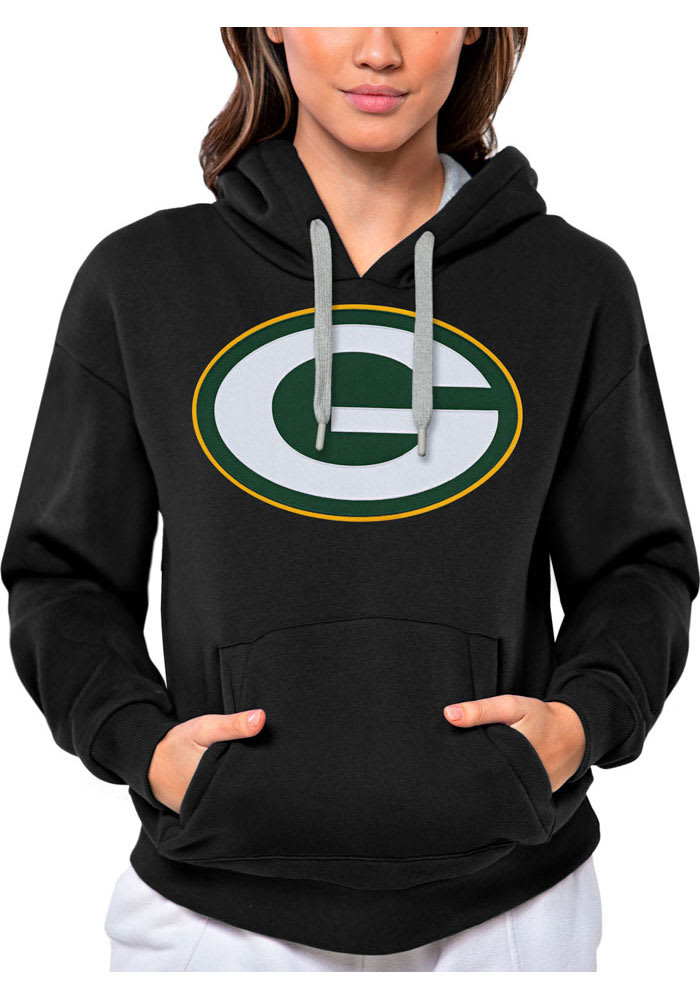 Antigua Green Bay Packers Womens Black Victory Long Sleeve Pullover