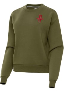 Antigua Houston Rockets Womens Olive Victory Crew Sweatshirt