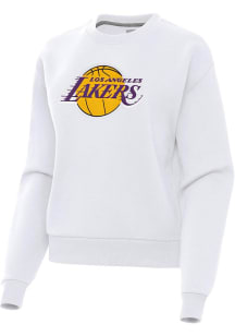 Antigua Los Angeles Lakers Womens White Full Front Victory Crew Sweatshirt