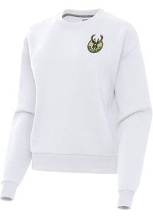Antigua Milwaukee Bucks Womens White Victory Crew Sweatshirt