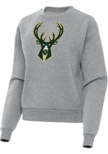 Antigua Milwaukee Bucks Womens Grey Full Front Victory Crew Sweatshirt
