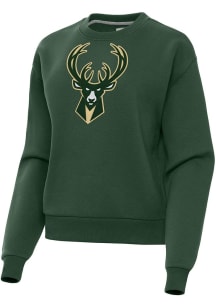 Antigua Milwaukee Bucks Womens Green Full Front Victory Crew Sweatshirt