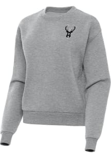 Antigua Milwaukee Bucks Womens Grey Metallic Victory Crew Sweatshirt