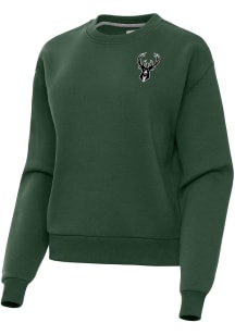 Antigua Milwaukee Bucks Womens Green Metallic Victory Crew Sweatshirt