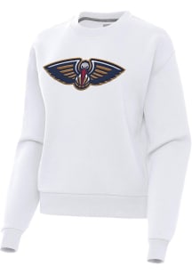 Antigua New Orleans Pelicans Womens White Full Front Victory Crew Sweatshirt